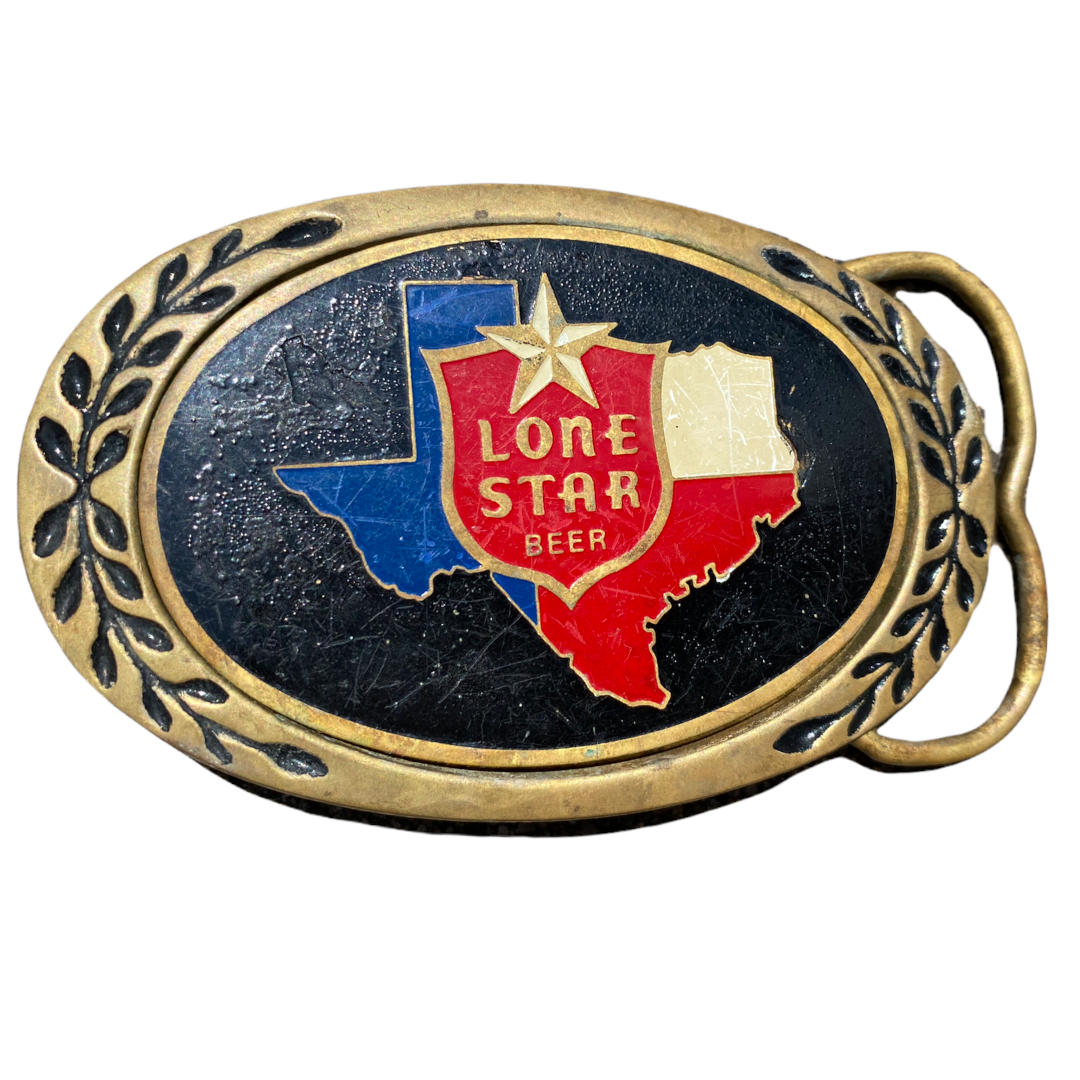 Lone star shop beer belt buckle