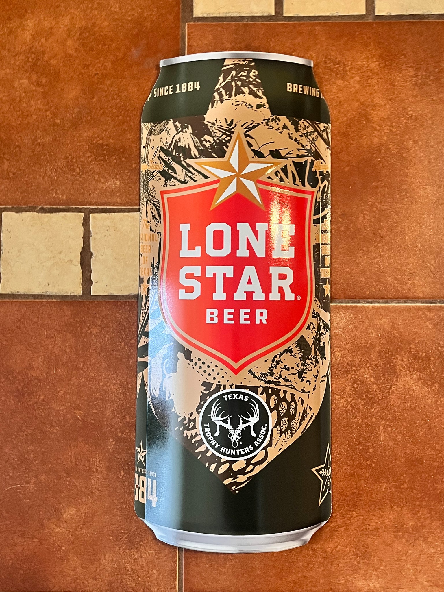 Lone Star Beer X Texas Trophy Hunter’s Association Camo Can Tacker Sign