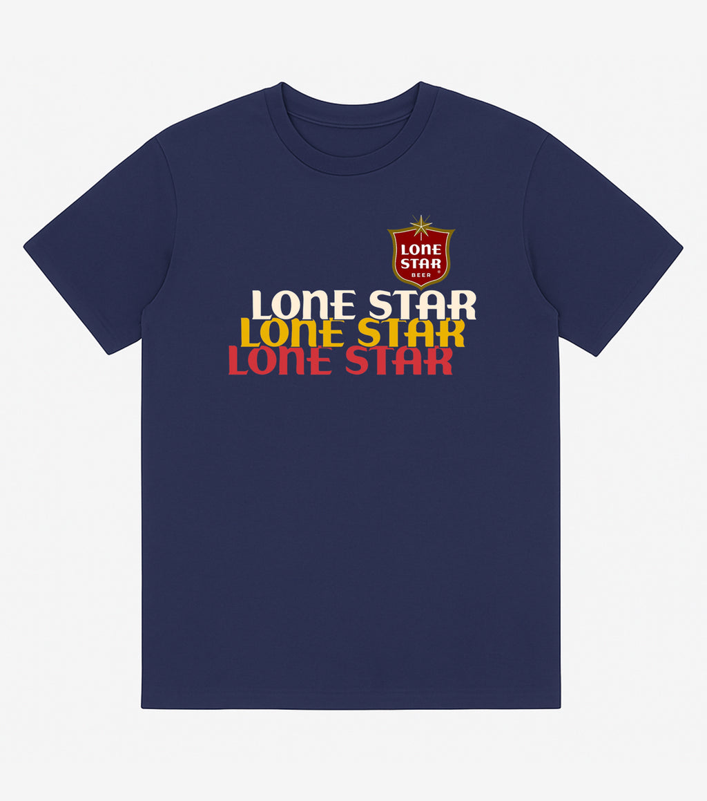 “Three Lone Stars, Please” Lone Star Beer Navy T-Shirt