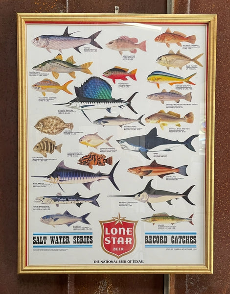 Saltwater Record Catches Lone Star Beer Poster (Free shipping!)