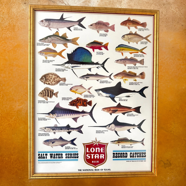 Saltwater Record Catches Lone Star Beer Poster