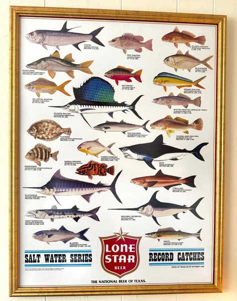 Saltwater Record Catches Lone Star Beer Poster