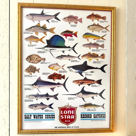 Saltwater Record Catches Lone Star Beer Poster