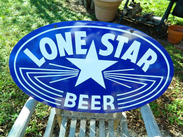 Embossed Earliest Lone Star Beer Oval Tacker Sign (Preorder for free shipping!)