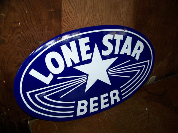 Embossed Earliest Lone Star Beer Oval Tacker Sign (Preorder for free shipping!)