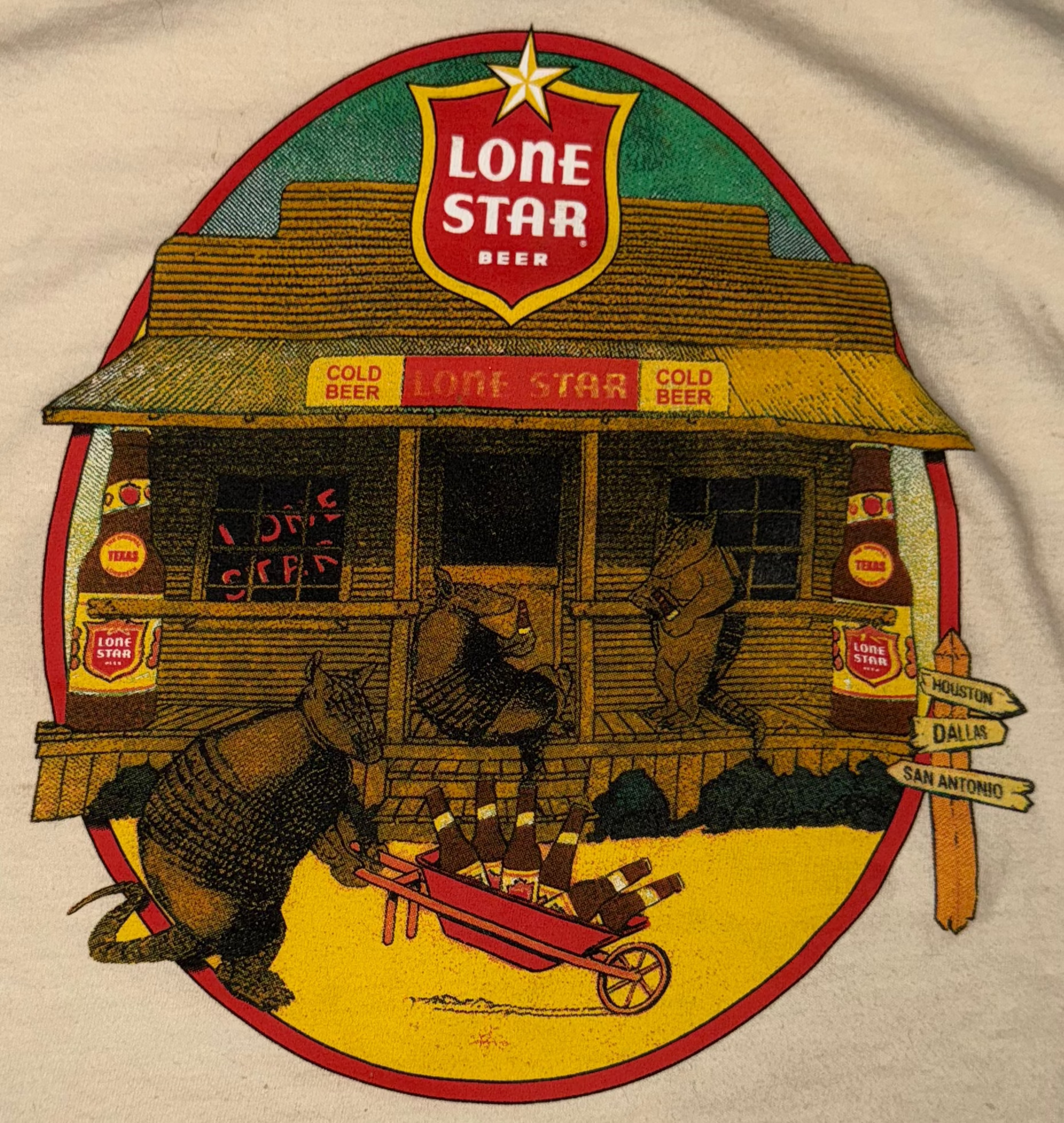 lone star beer t shirt texas armadillos