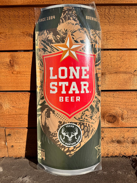 Lone Star Beer X Texas Trophy Hunters Association Camo Can Tacker Sign