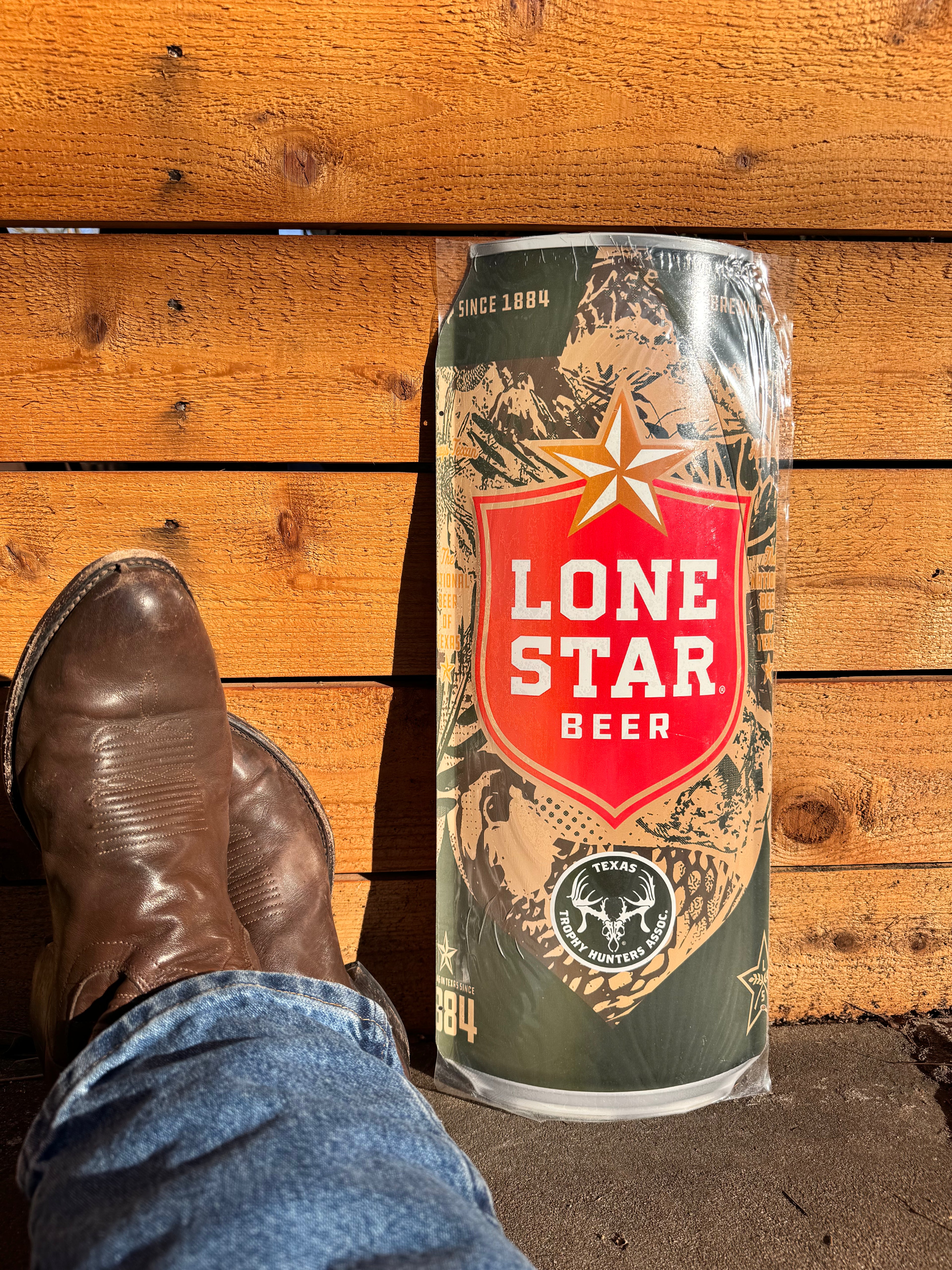 Lone Star Beer X Texas Trophy Hunters Association Camo Can Tacker Sign