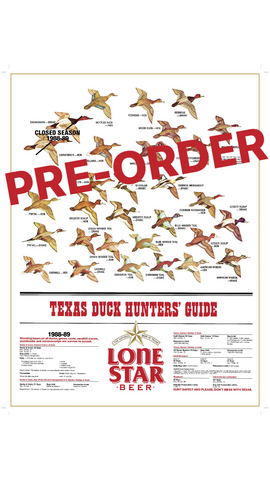 Lone Star Beer Texas Duck Hunters' Guide Poster '88-'89 *FREE SHIPPING*