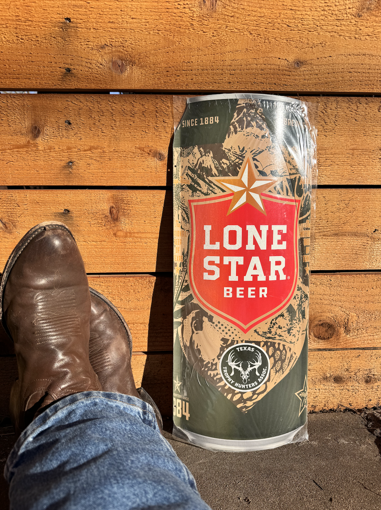 Lone Star Beer X Texas Trophy Hunters Association Camo Can Tacker Sign