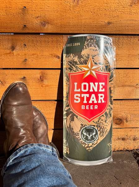Lone Star Beer X Texas Trophy Hunters Association Camo Can Tacker Sign