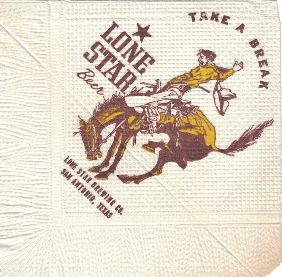 lone star beer cowboy vintage napkin