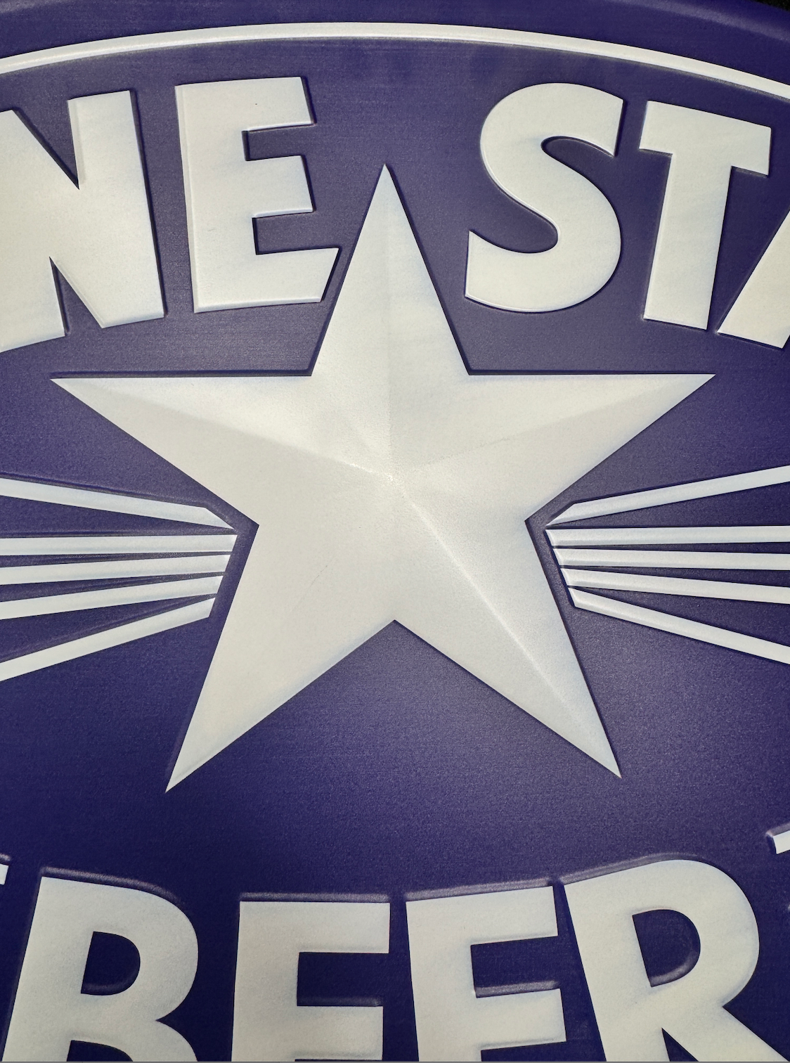 [Free shipping] Embossed Lone Star Beer Oval Tacker Sign w/ a Faceted Star