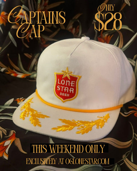 White & Yellow Lone Star Captain’s Cap