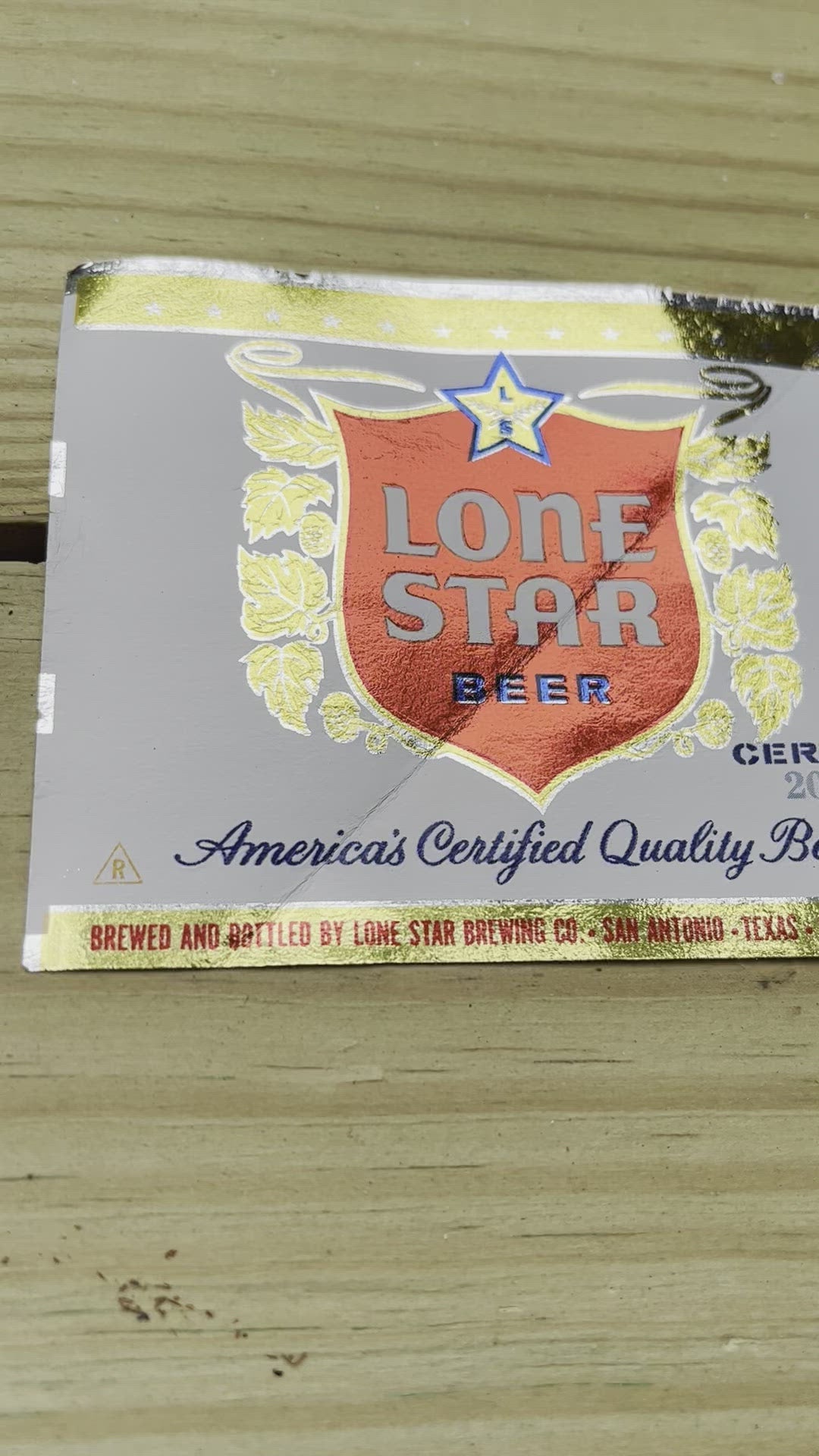 Six Pack Strip of Lone Star Longneck Bottle Labels