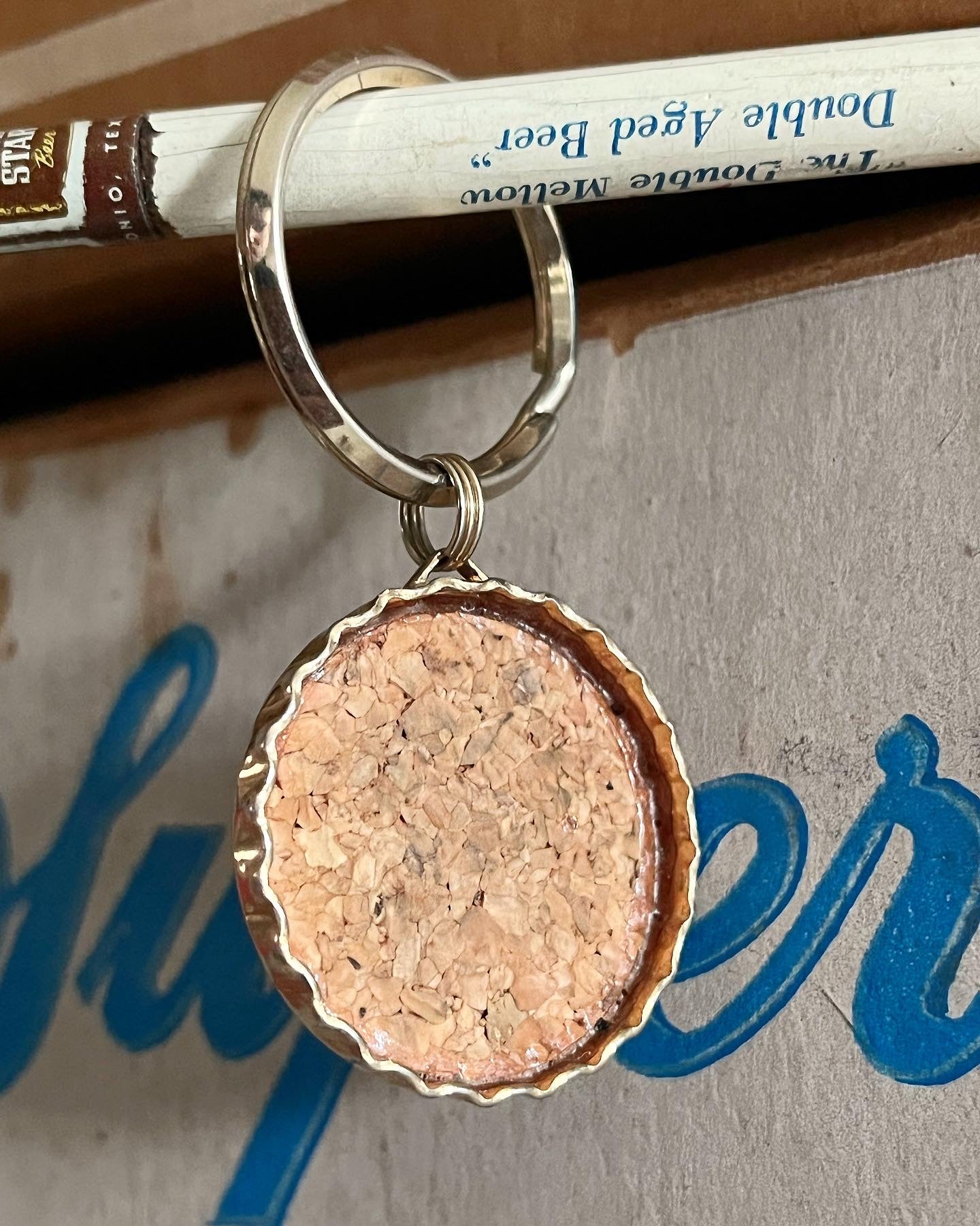 Lone Star Cork Lined Bottle Cap Keychain