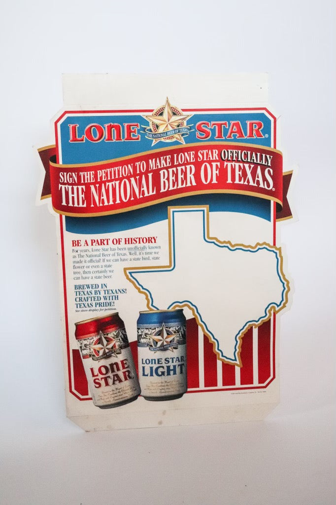 Lone Star National Beer of Texas Petition Cardboard Popup Sign