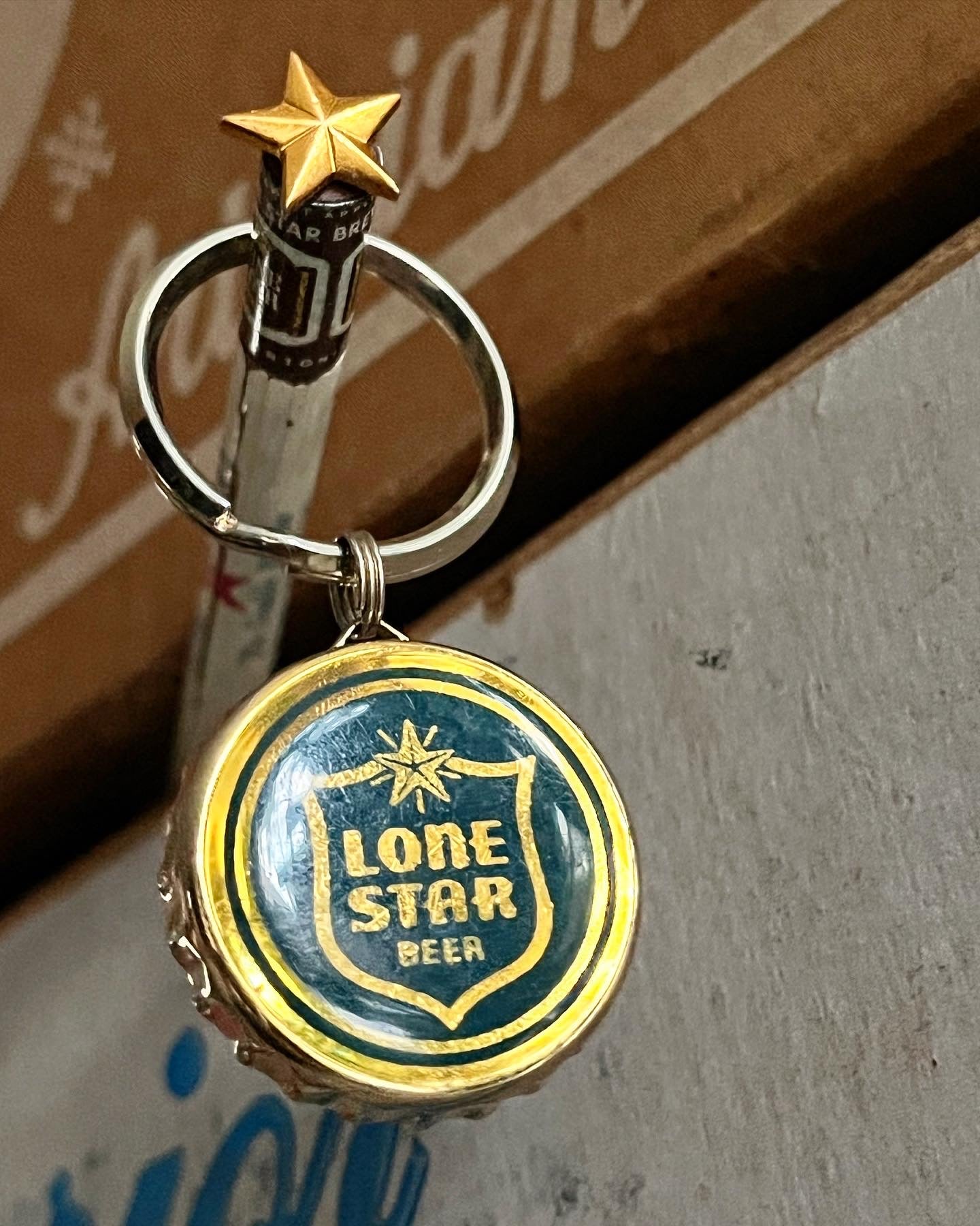 Lone Star Cork Lined Bottle Cap Keychain
