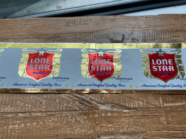 Six Pack Strip of Lone Star Longneck Bottle Labels