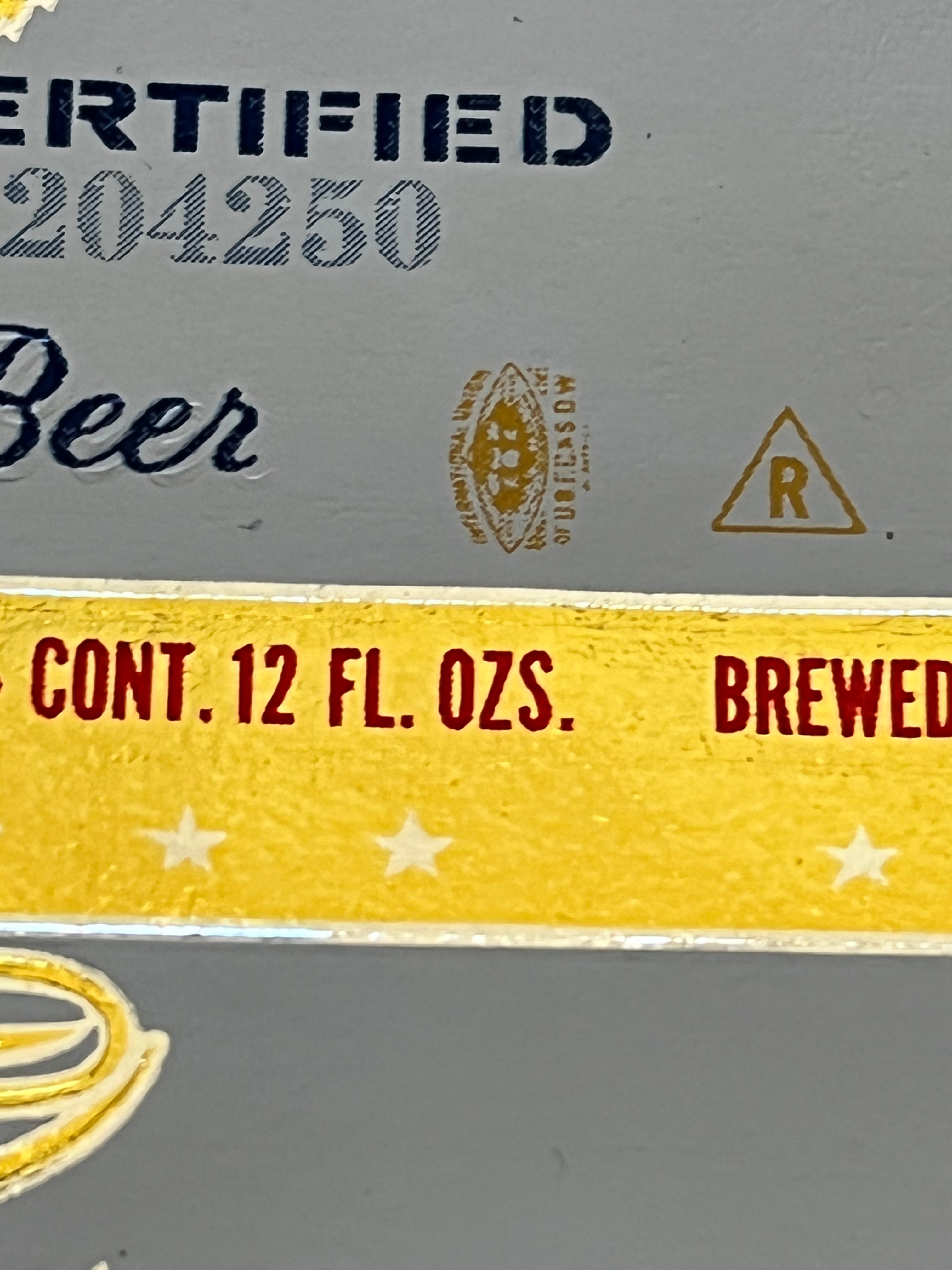 1959 Set of Sheets of Lone Star Embossed Foil Longneck Bottle Labels, with neck label and original bottle.