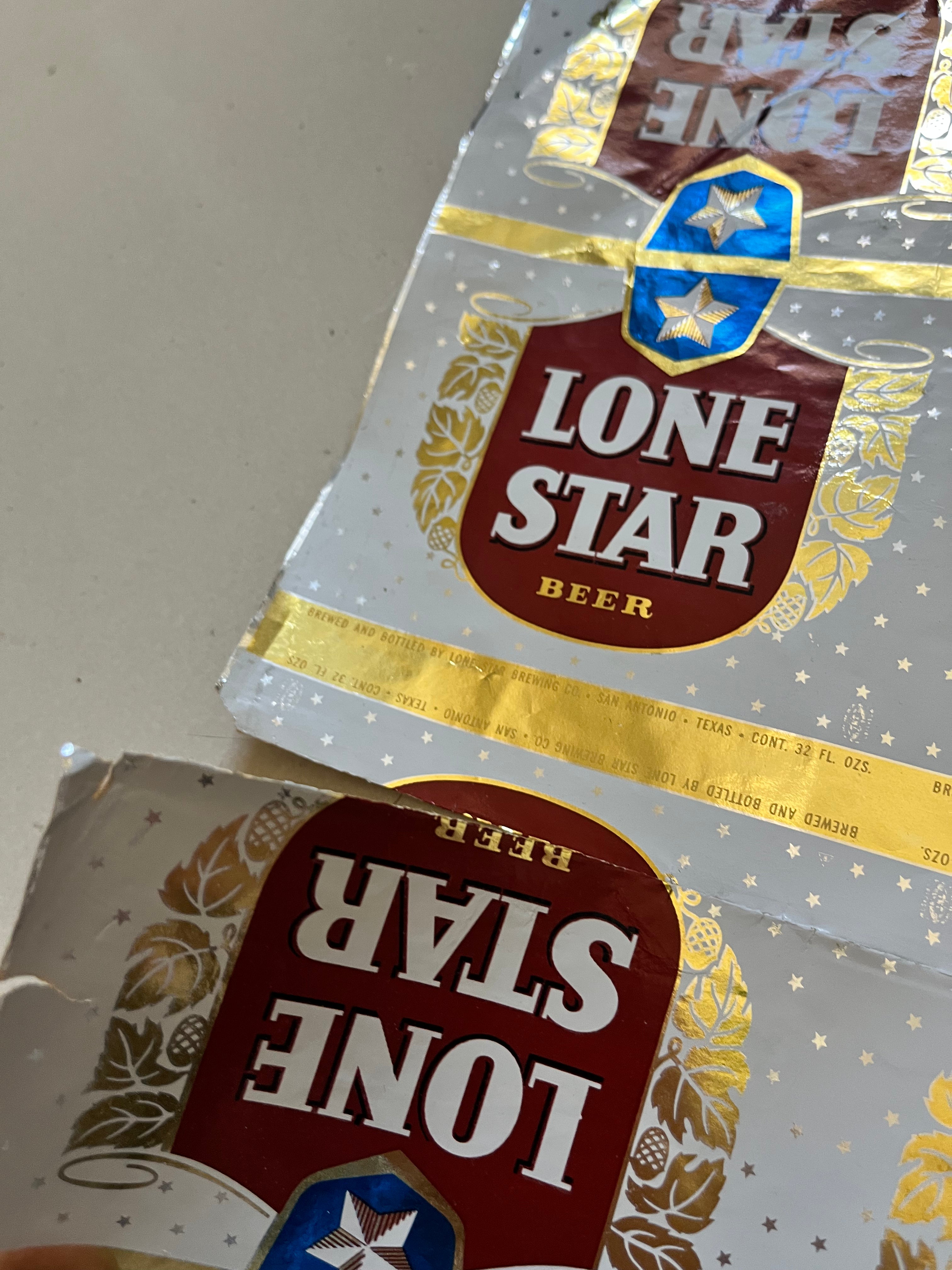 Sheet of 1953 Lone Star Quartsize Bottle Labels
