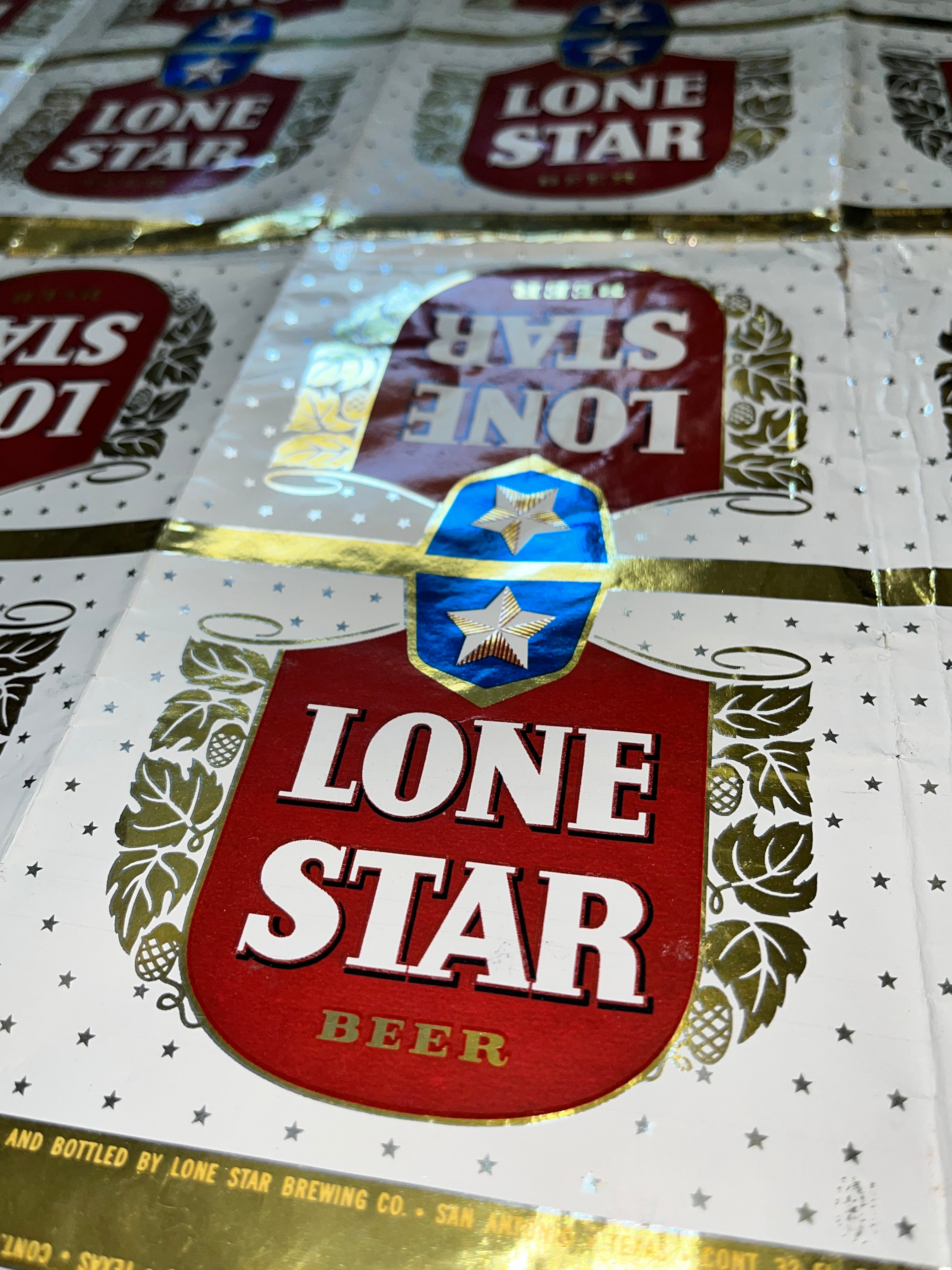 Sheet of 1953 Lone Star Quartsize Bottle Labels