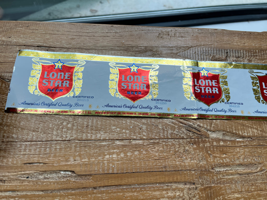 Six Pack Strip of Lone Star Longneck Bottle Labels