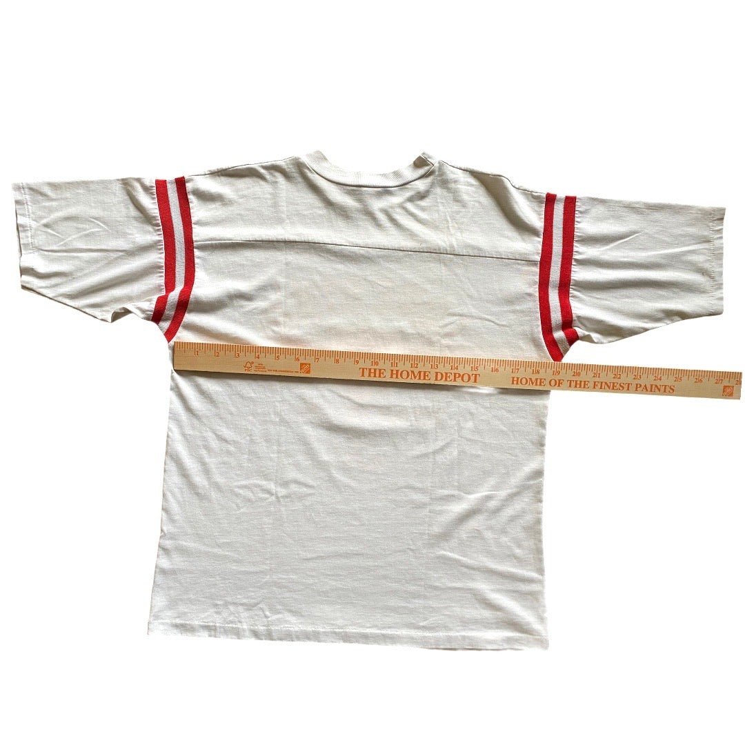 70’s Lone Star White National Beer of Texas Tee with Stripes on Sleeves