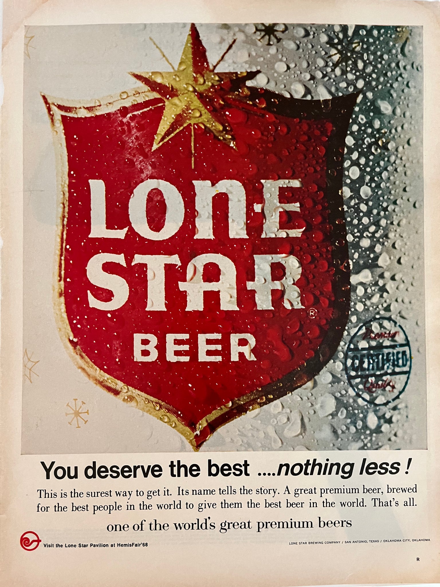 60’s Lone Star Beer Magazine Ad