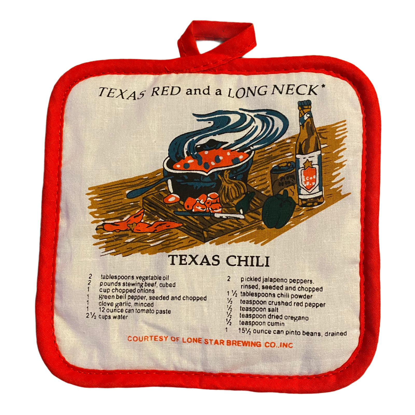 Lone Star Chili Recipe Pot Holder